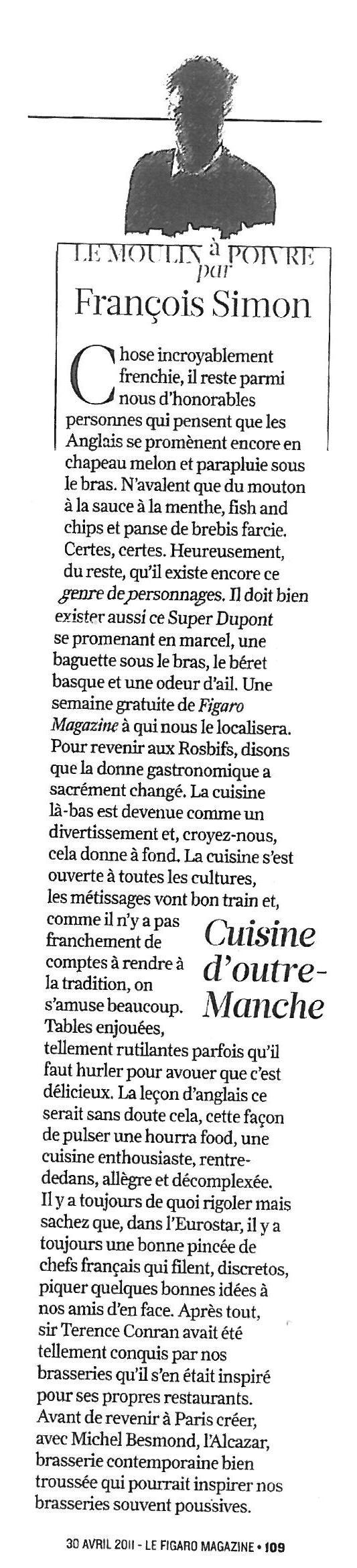 La Presse en parle – François Simon – le Figaro Magazine – 30 avril 2011