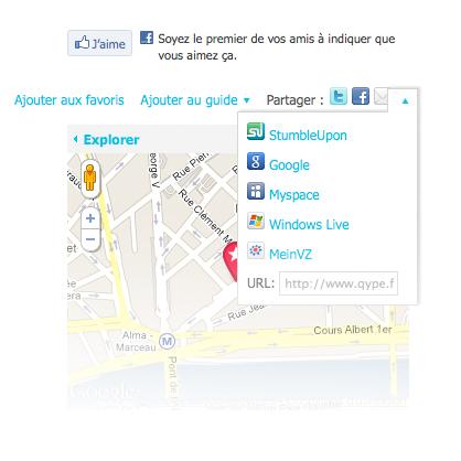 De nouveaux boutons pour partager toujours plus avec Qype ! Boutons de partage Facebook Twitter
