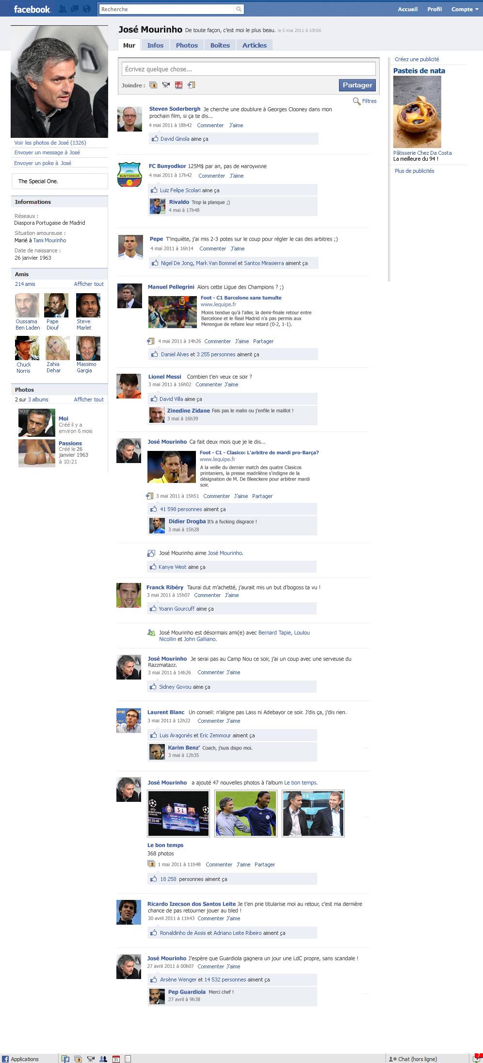 La page Facebook de José Mourinho