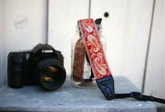 red paisley camera strap