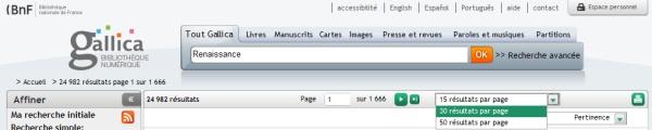 Paramétrage de la liste de résultats dans Gallica Le nouveau zoom et les autres actualités de Gallica