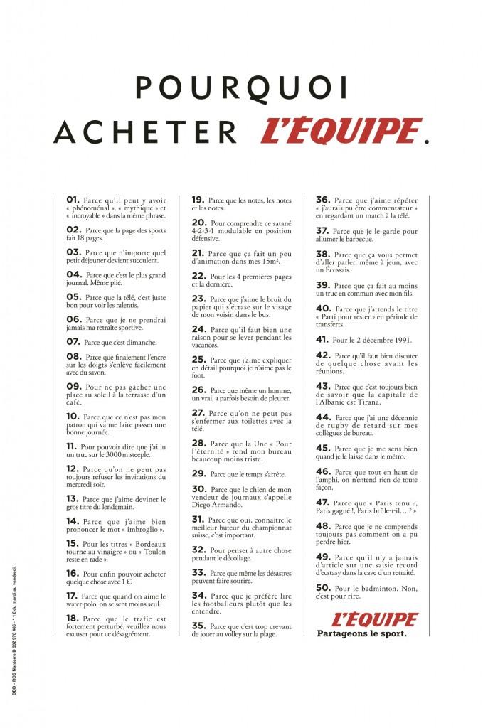 « Pourquoi acheter l’Equipe »