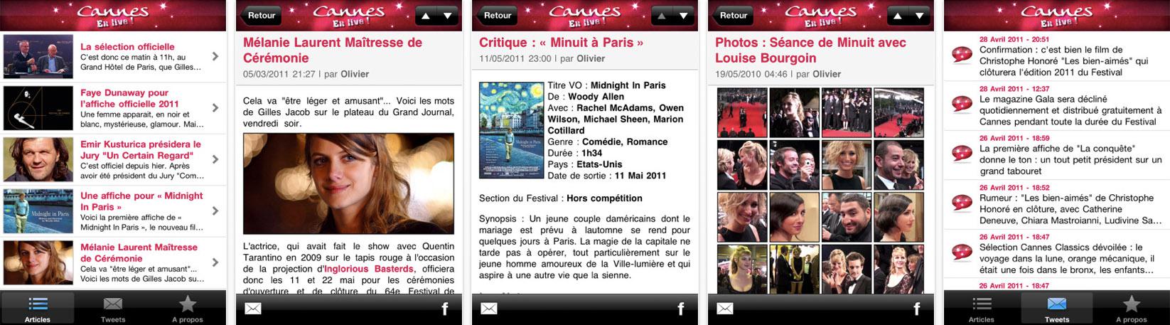 Cannes en Live ! sur iPhone, Facebook et Twitter
