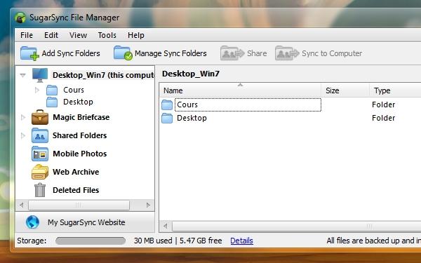 SugarSync, stocker jusqu’à 5Go de fichiers en ligne gratuitement SugarSync, stocker jusqu’à 5Go de fichiers en ligne gratuitement