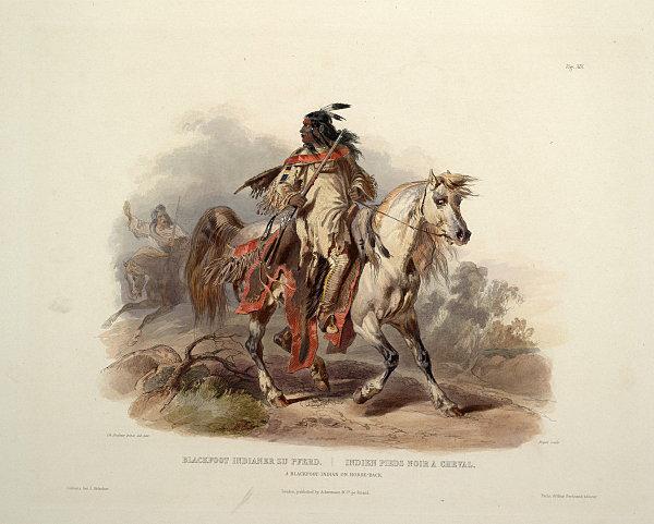 A Blackfoot indian on horseback 0019v