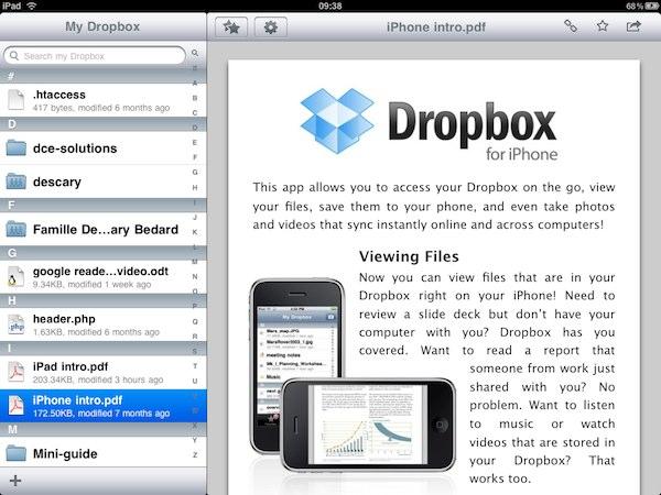 dropbox ipad Transformez votre iPad 2 en un outil d’affaires