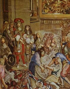 Louis XIV et Colbert visitent la manufacture des Gobelins Colbert était un banquier privé