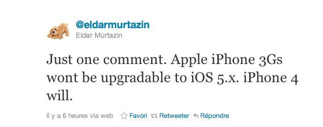 Pas d'iOS 5 pour l'iPhone 3G S...