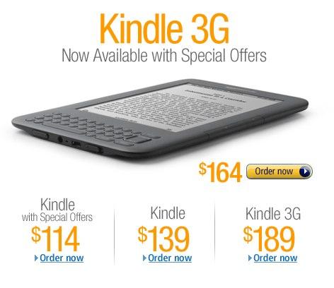 Le Kindle 3G obtient sa subvention publicitaire