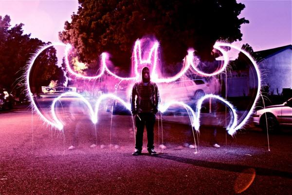 collection d'images de light painting batman on fire collection d'images de light painting