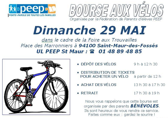 Bourse aux vélos Dimanche vendez et achetez vos vélos !