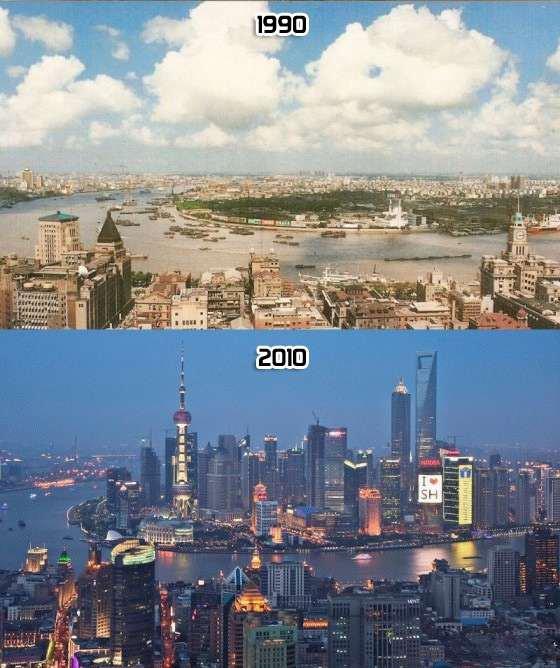 Evolution: Shangaï en 1990 et en 2011 (Image) Evolution: Shangaï en 1990 et en 2011 (Image)