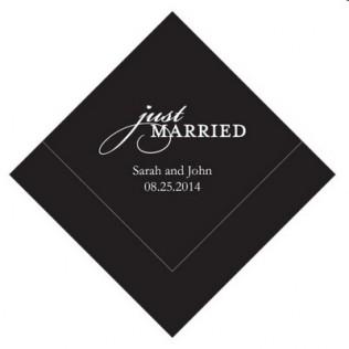 Details de mariage originaux juste avec les mots “Just Married”