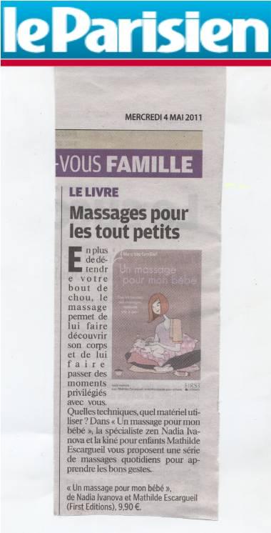 Un massage pour mon bébé, Le Parisien Un massage pour mon bébé, Le Parisien