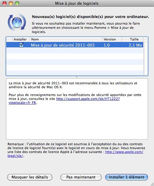 securite_2011-0003 Mise à jour de sécurité 2011-003