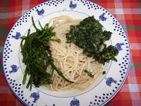 Spaghettis aux Salicornes et à la Consoude Spaghettis aux Salicornes et à la Consoude