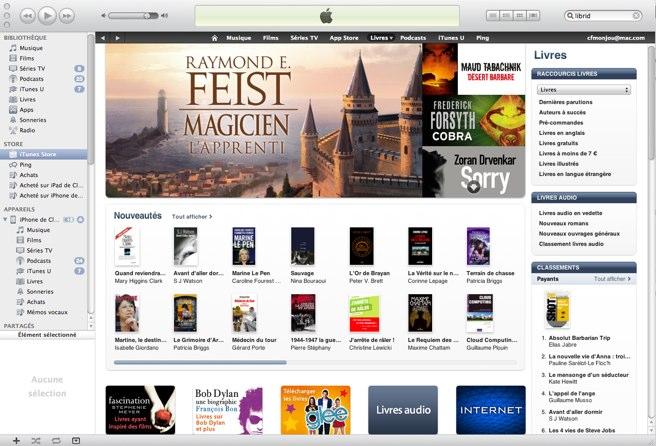 L’iBookstore accessible depuis iTunes, mais sans lecteur ePub