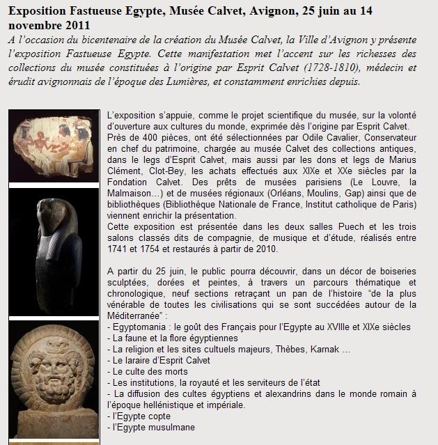 L'Egypte au Musée Calvet en Avignon
