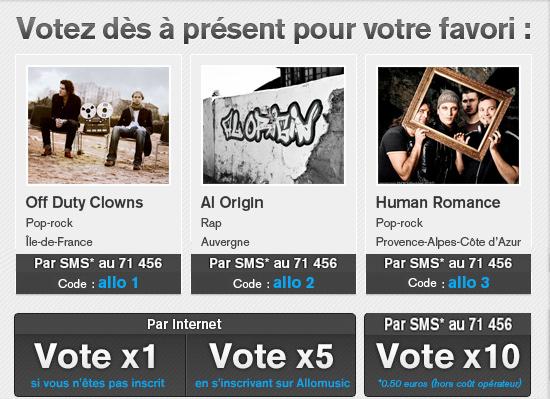 Nouveauté tremplin : le vote par SMS ! Nouveauté tremplin : le vote par SMS !