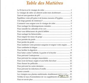 Table des Matières - Les Miracles du Vinaigre pour la Santé