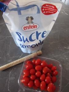 ingrédients tomates cerises caramel sésames