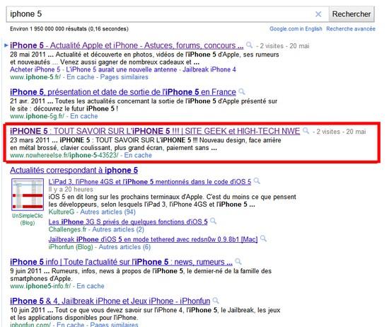 Avez vous pensé à vous référencer sur les actualités saisonnières ou ponctuelles ? iphone 5 stats