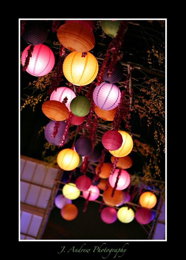 lanternes-papier-colorees-en-long-jardin Decoration d’anniversiare originale: avec des lampions