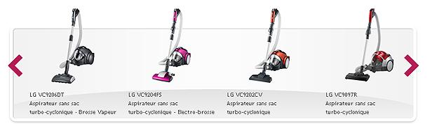 gammeaspirateurLG gamme aspirateurs sans sacs LG