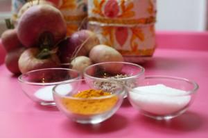 ingrédients navets confits Navets confits au curcuma