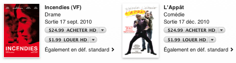 incendie appat Des films québécois en HD à 1,99 $ sur l’iTunes Store pour la Saint-Jean