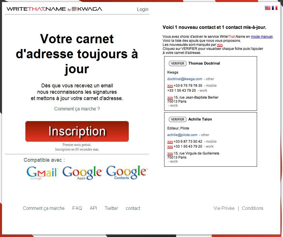 wn WriteThat.Name met à jour vos contacts Gmail