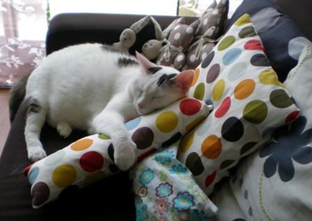 Coussin cousu by Lalou De nouvelles cousettes à pois et un tuto