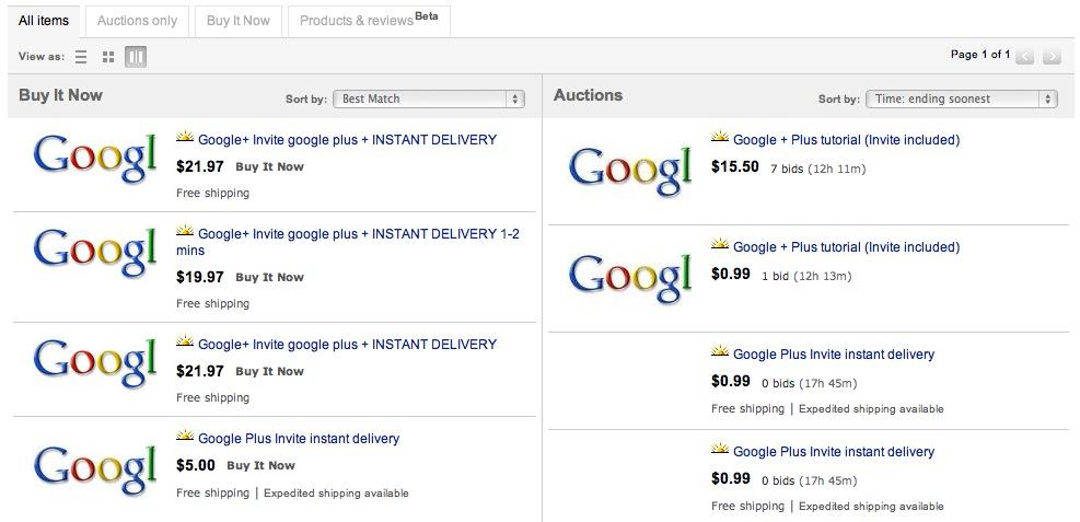 google-plus-ebay google plus ebay Google+ : des invitations à la pelle... sur eBay