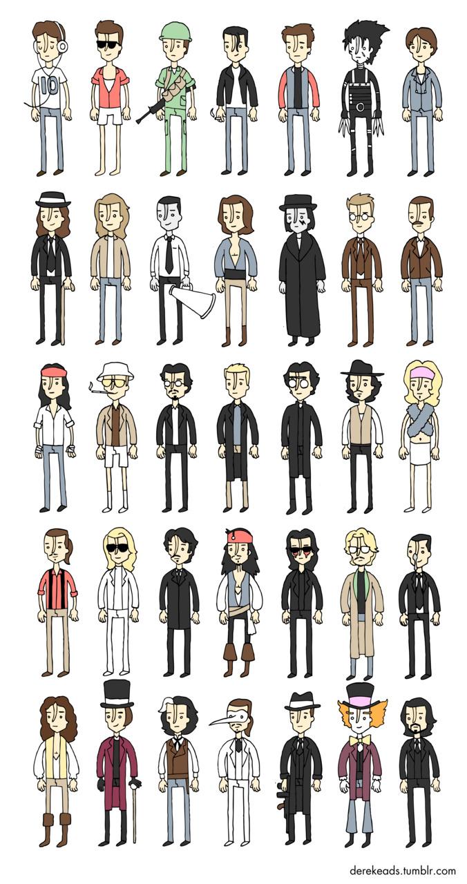 filmographie de johnny depp en une illustration La filmographie de Johnny Depp en une illustration avec un jeu inside
