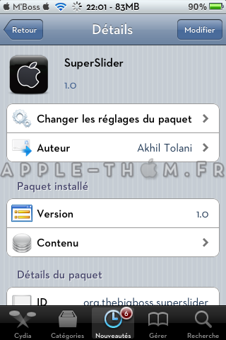 Super Slider : raccourci vers une application pour le lockscreen