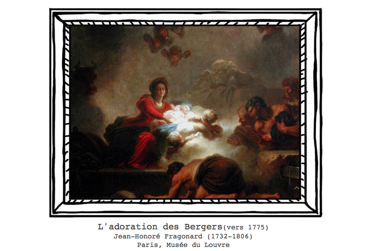 L'adoration des Bergers Jean-Honoré Fragonard L'oeil pop My museum le Louvre Paulette adoration des bergers Fragonard