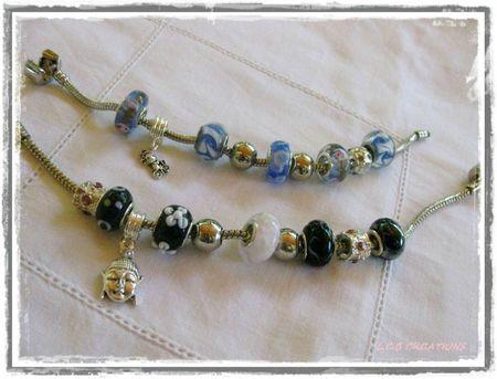 Bracelets dans le style PANDORA BRACELET PANDORA STYLE BLEU ET NOIR