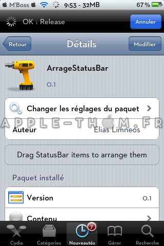 ArrageStatusBar:déplacer les éléments de votre statusbar