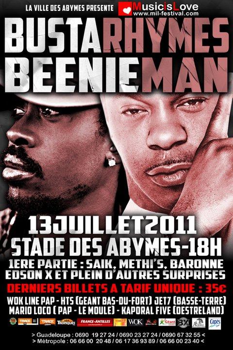 10 places à gagner pour le concert de Busta Rhymes et Beenie Man en concert en Guadeloupe !