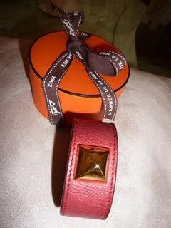 Bracelet Hermès medor en cuir grainé