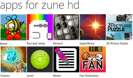 Zune HD applications Microsoft lâche 9 nouvelles applications pour le Zune HD