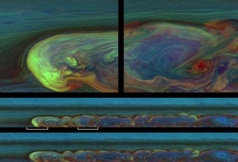 Evolution de la tempête sur Saturne
