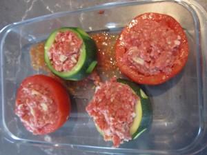tomates et courgettes avant cuisson