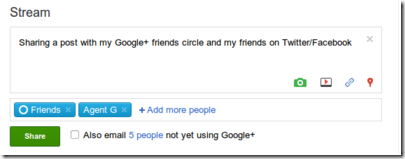 sharing example thumb Synchroniser Google + avec Twitter, Facebook et Identi.ca