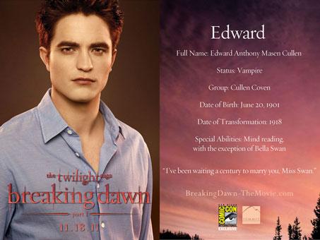 Les cartes de Bella,Edward et Jacob dans Breaking Dawn