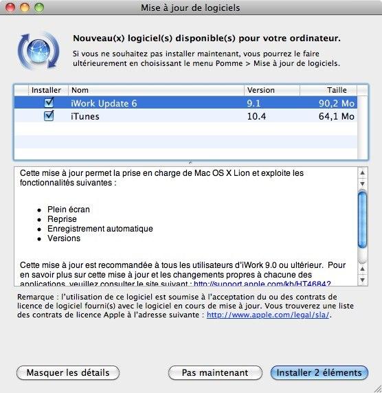 iWork et iTunes sont mis à jour iWork et iTunes sont mis à jour