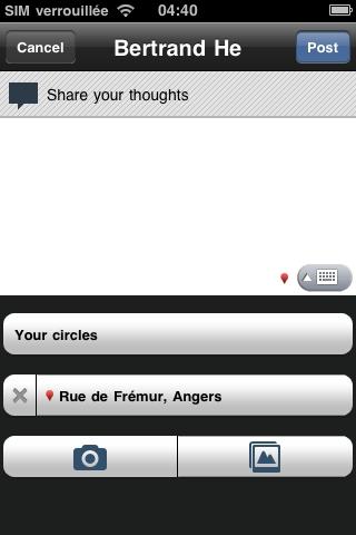 Google plus sur iphone : test de l’apps google__publier