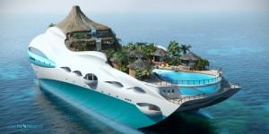 Tropical Paradise Island : Le yacht de luxe en forme d’île tropicale