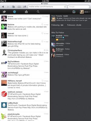 twitter mobile ipad Twitter: une version iPad du site mobile de Twitter.com 