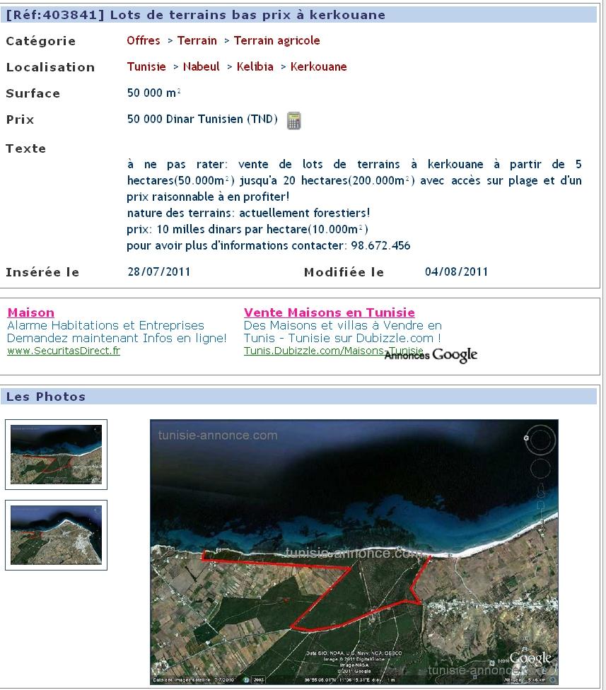 lots terrain kerkouane lots terrain kerkouane